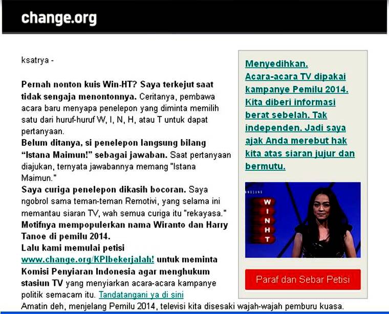 Teguran dan Petisi untuk Menghukum "Kuis Kebangsaan" RCTI Teguran dan Petisi untuk Menghukum "Kuis Kebangsaan" RCTI
