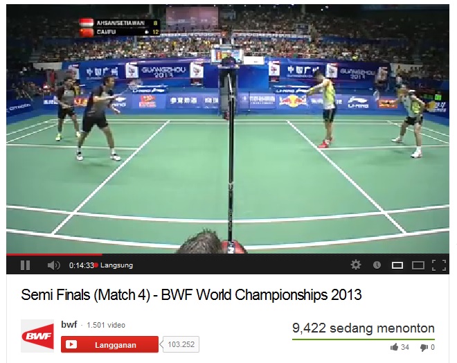 Ahsan/Hendra Melaju ke Final BWF World Championship 2013 Ahsan/Hendra Melaju ke Final BWF World Championship 2013