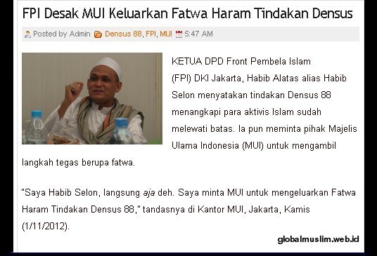 FPI Meminta MUI Keluarkan Fatwa Haram Terhadap Tindakan Densus 88 FPI Meminta MUI Keluarkan Fatwa Haram Terhadap Tindakan Densus 88
