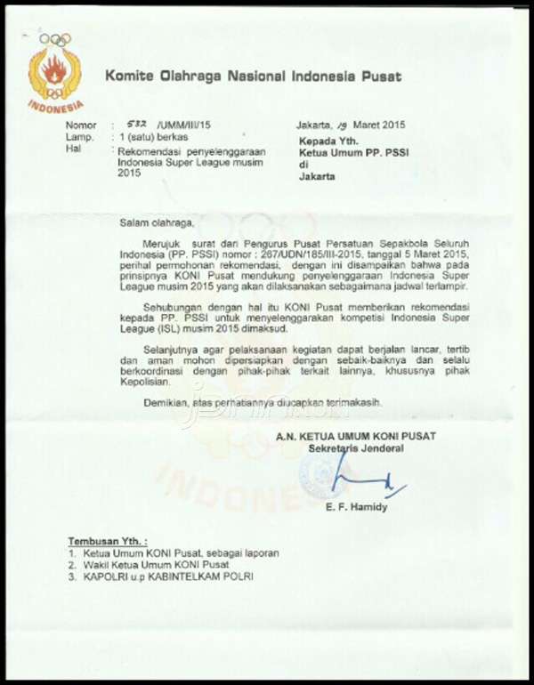 KONI Keluarkan Surat Rekomendasi untuk ISL? oleh Hery KONI Keluarkan Surat Rekomendasi untuk ISL? oleh Hery