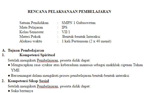 Contoh RPP dengan Langkah-langkah Problem-based Learning 