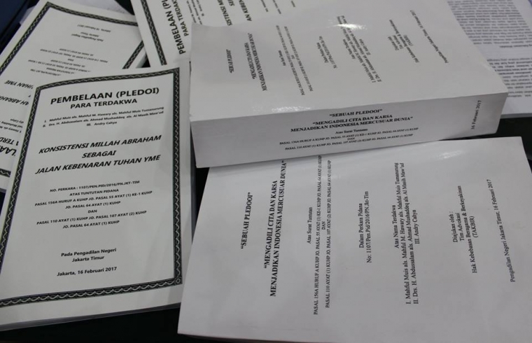 Pembelaan Pledoi Eks Gafatar Atas Dakwaan Pasal Penodaan