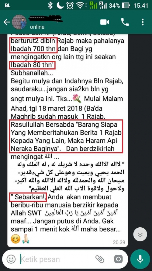 Pesan Hoaks Via Whatsapp Tentang Puasa Rajab Halaman 1 Kompasiana Com