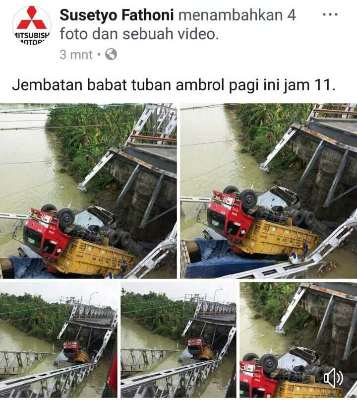 Jembatan Nasional Penghubung Babat Tuban Ambruk Jembatan Nasional Penghubung Babat Tuban Ambruk