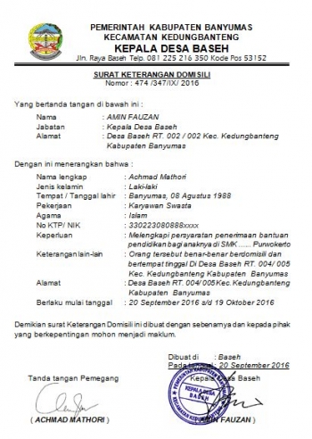 surat keterangan domisili dari kepala desa doc - kumpulan