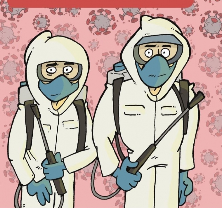 Gambar Virus Corona Dan Orang Pakai Masker Kartun Ideku Unik