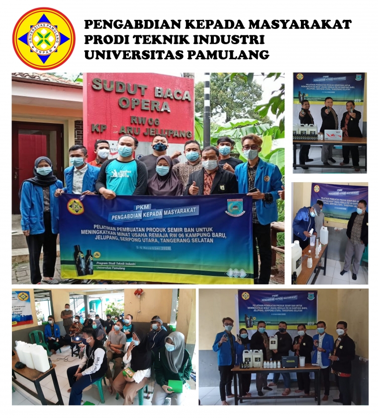 Prodi Teknik Industri Universitas Pamulang Mengadakan Kegiatan PKM Pelatihan Pembuatan Semir Ban di Jelupang Tangsel
