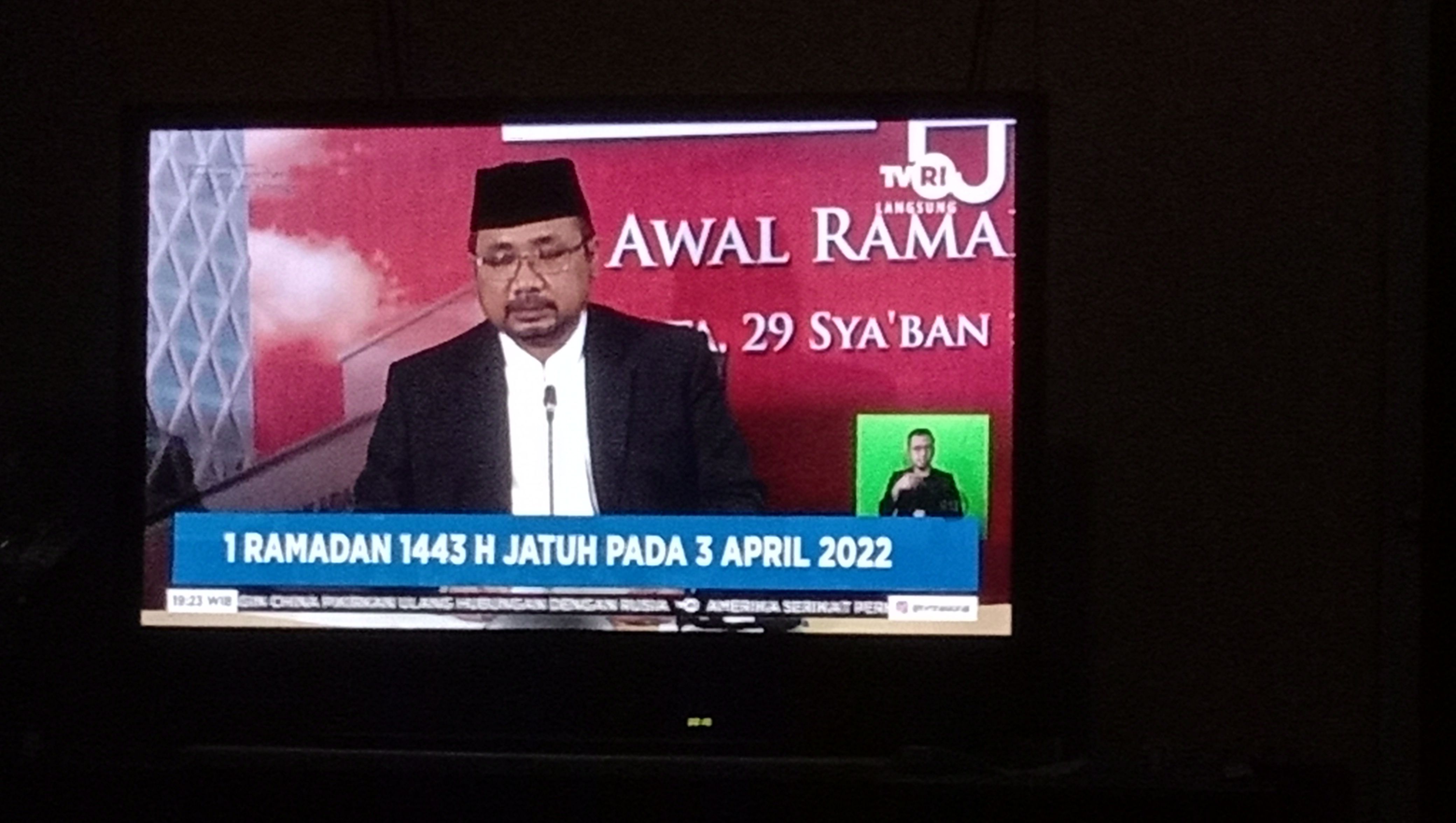 Pemerintah Tetapkan 1 Ramadan 1443 Hijriah Jatuh Hari Minggu 3 April 2022