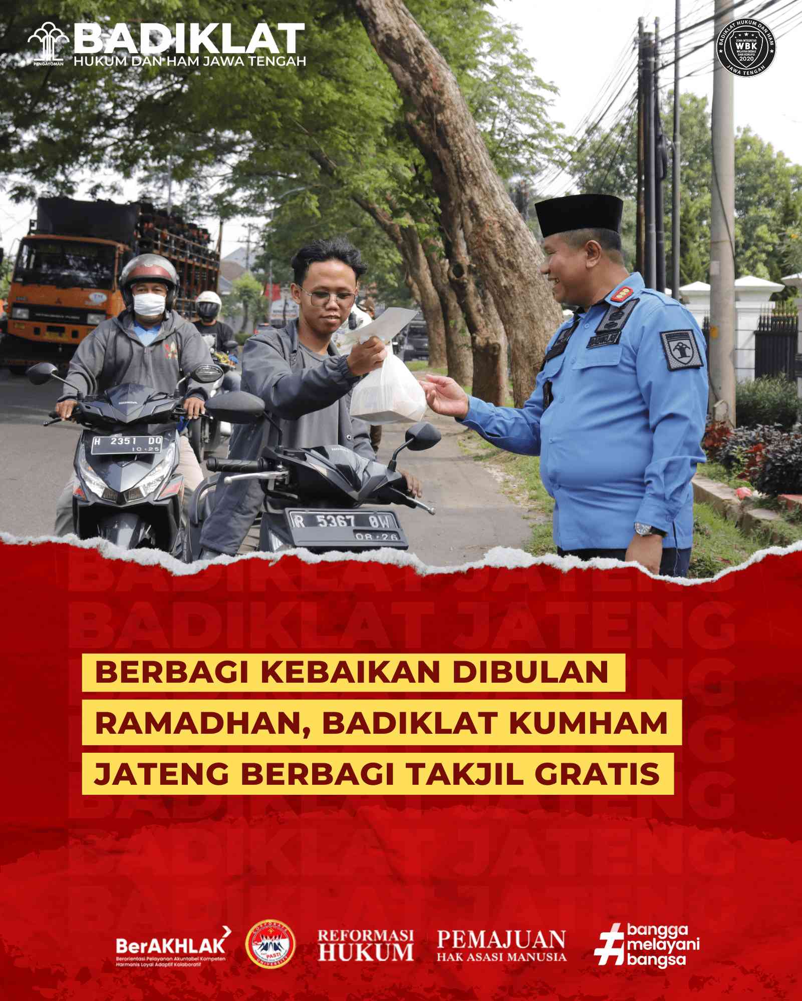 Berbagi Kebaikan di Bulan Ramadhan, Badiklat Kumham Jateng Berbagi Takjil Gratis