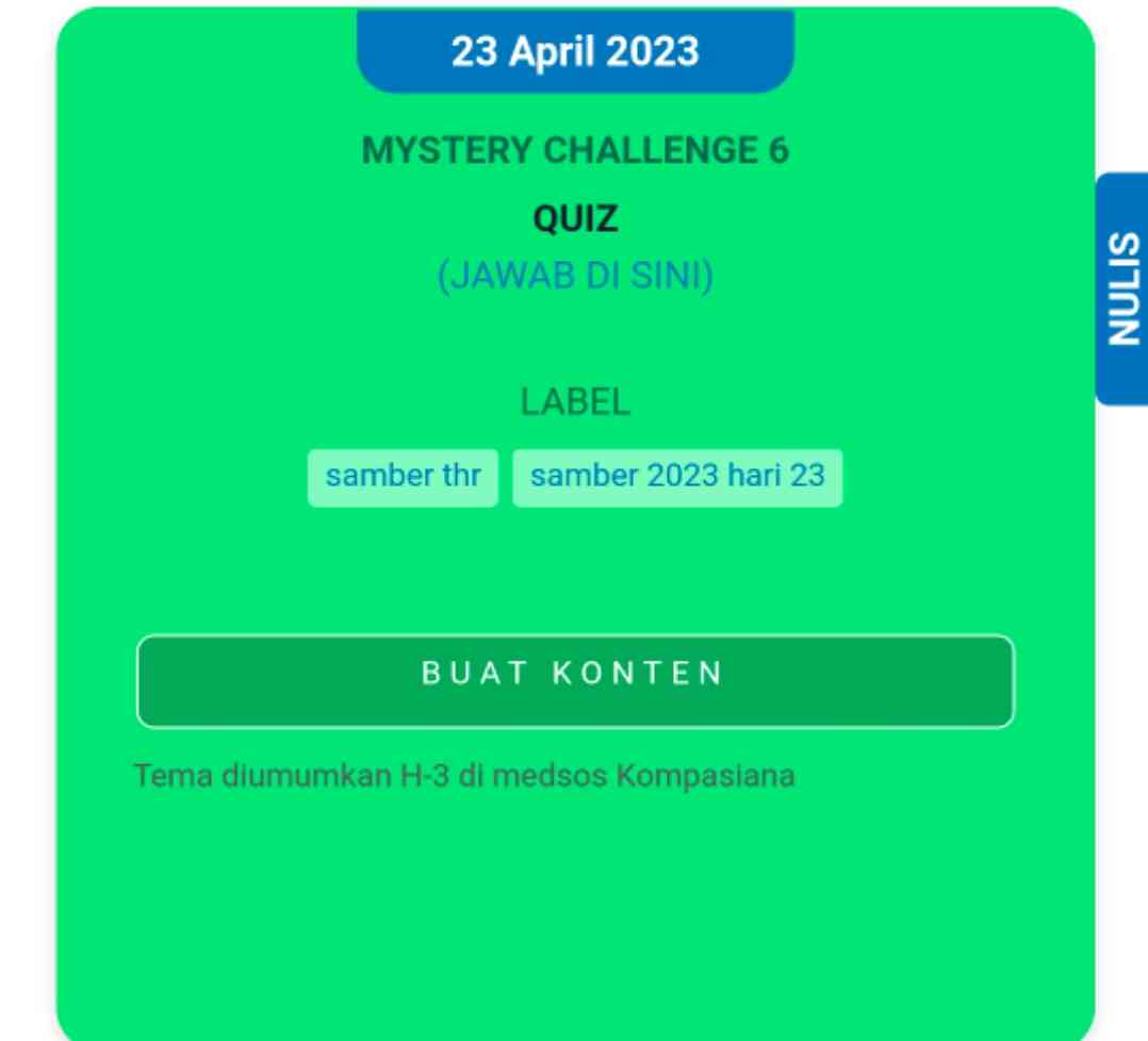 Yes Dapat 100 Poin Mystery Challenge 6 (23/4/2023)