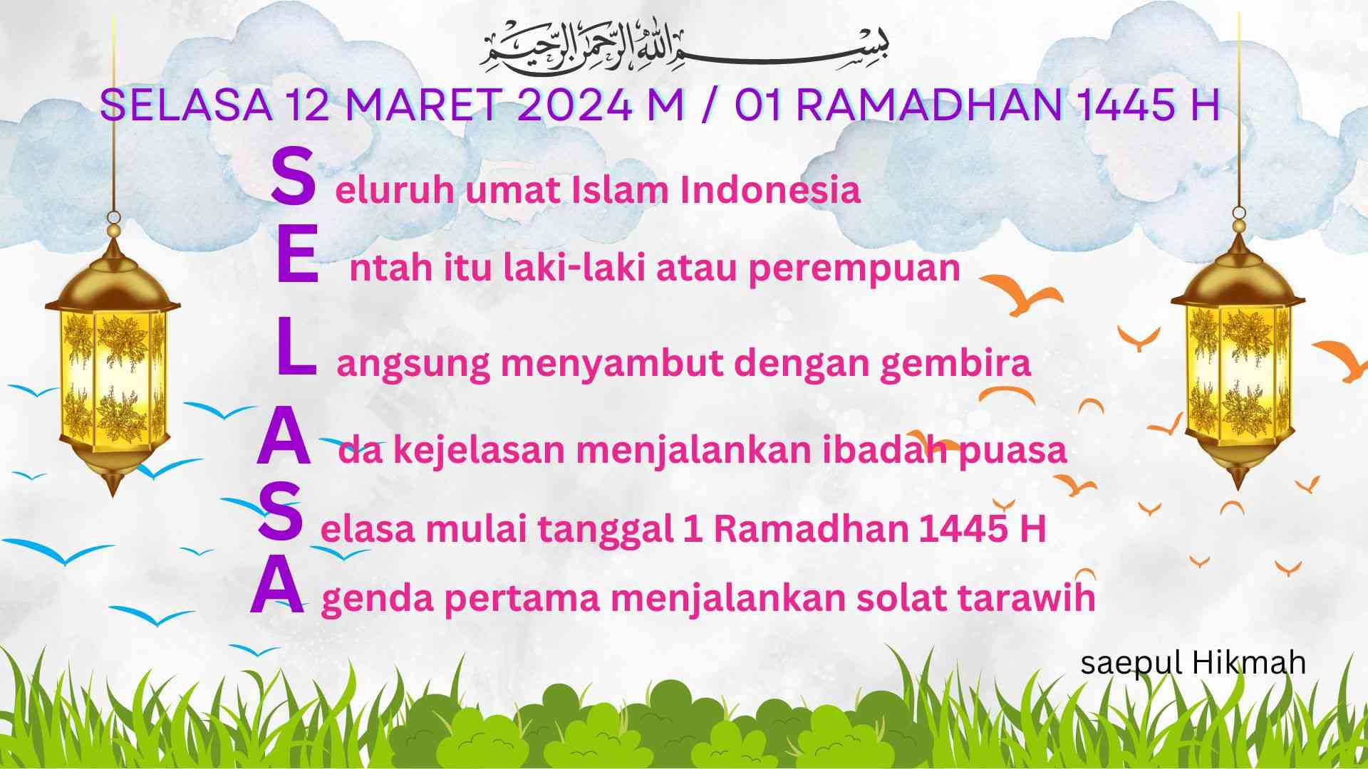 Pantun: Hari Selasa Bulan Ramadhan 1445 H