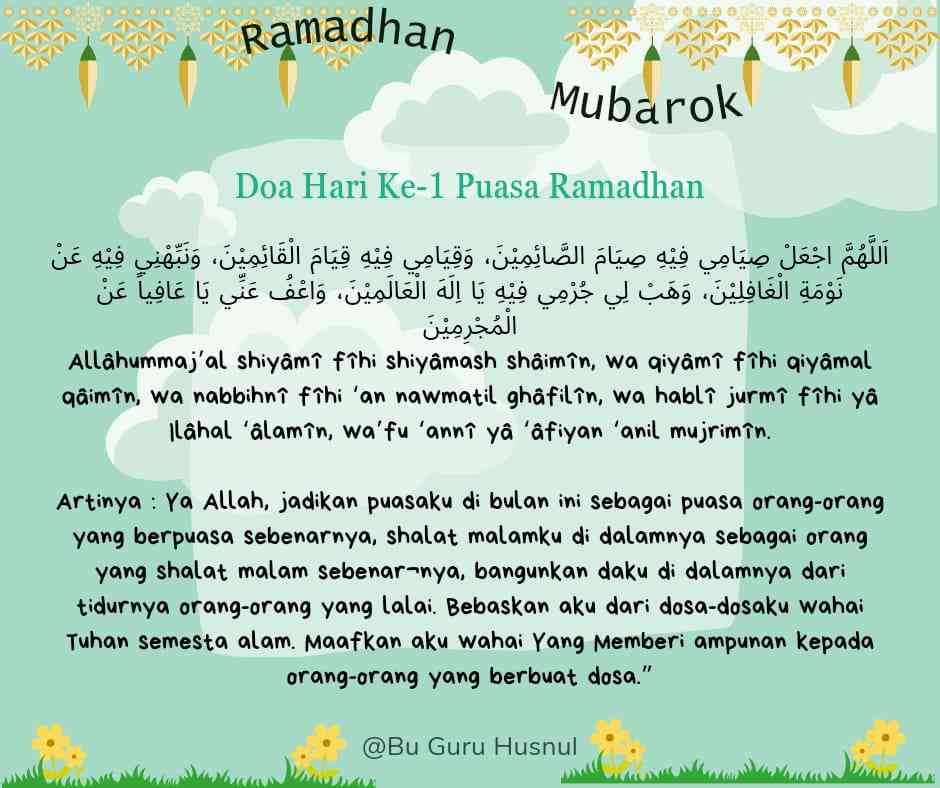 Doa Hari Ke-1 Puasa Ramadhan