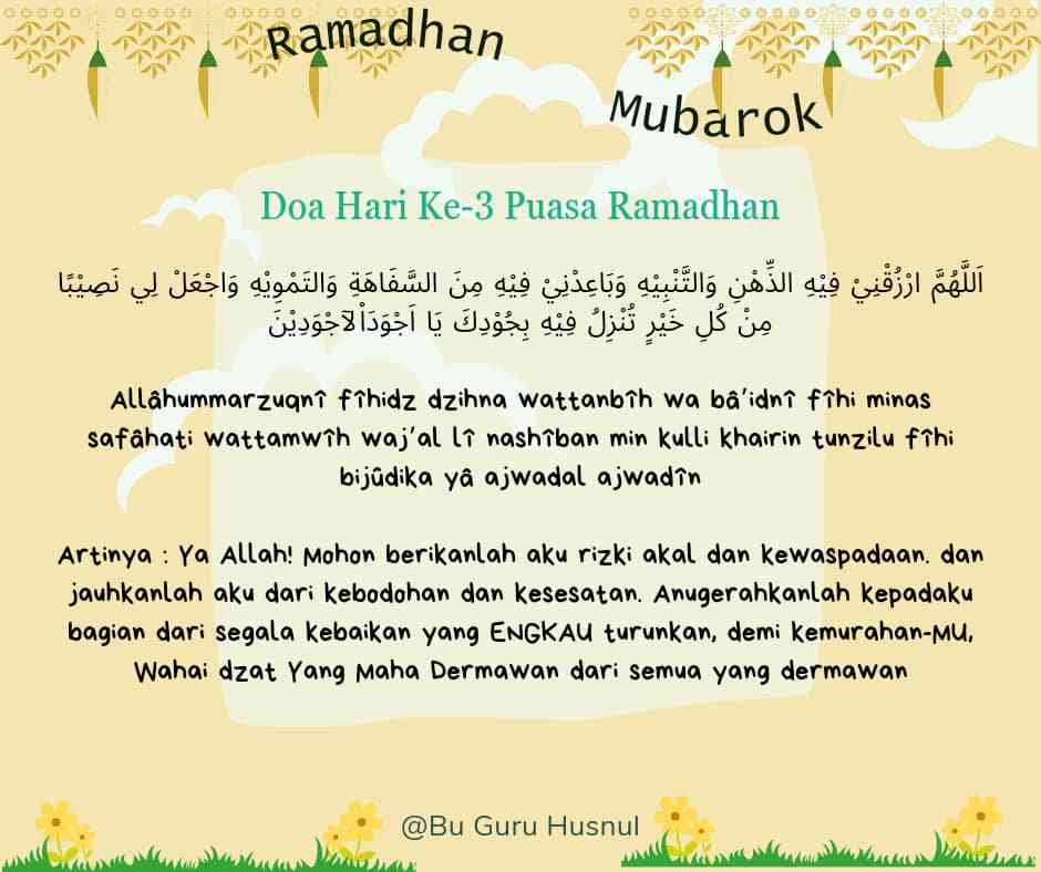 Doa Hari ke-3 Puasa Ramadhan