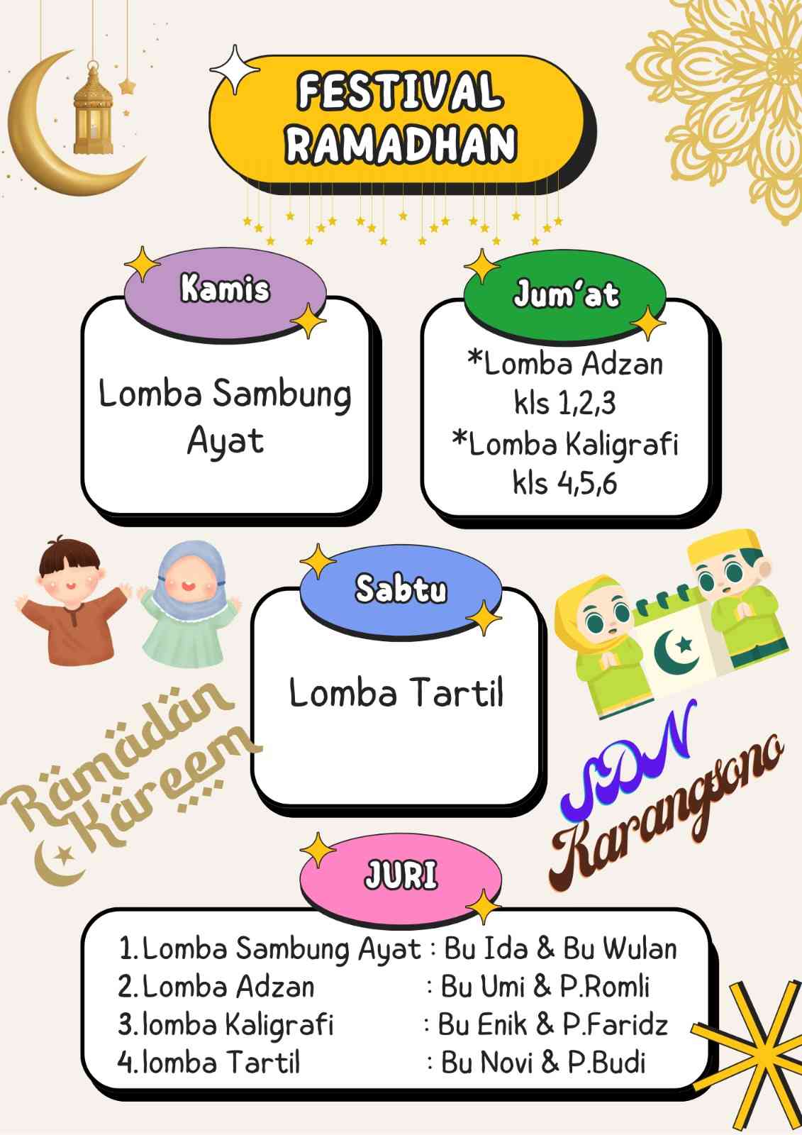 Festival Ramadhan 1445 H Di SDN Karangsono Kecamatan Wonorejo