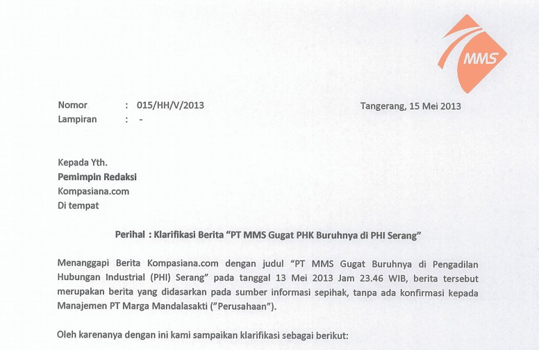 Contoh Surat Pemberhentian Kerja Secara Tidak Hormat - Delinewstv