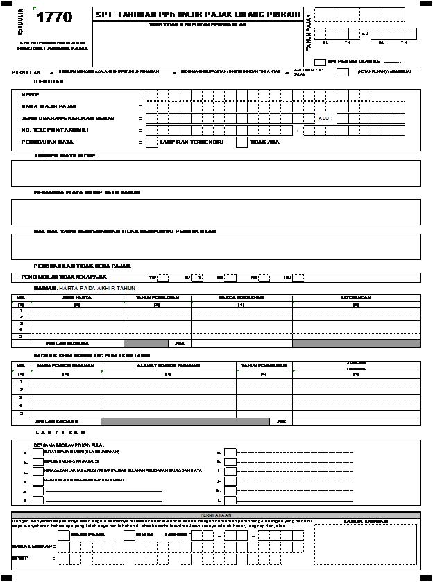 Usulan Formulir SPT Tahunan PPh Badan dan Orang Pribadi 