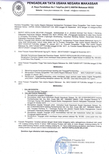 Contoh Surat Keputusan Tata Usaha Negara Kumpulan Surat Penting