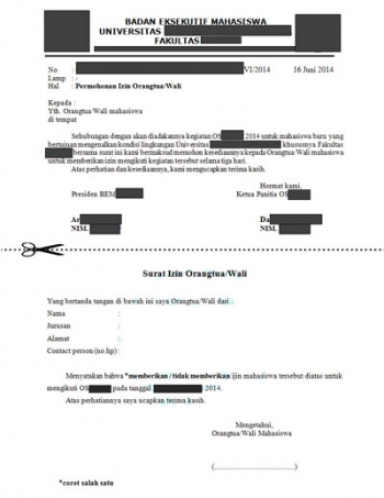 Contoh Surat Izin Orang Tua Untuk Mengikuti Kegiatan Kampus