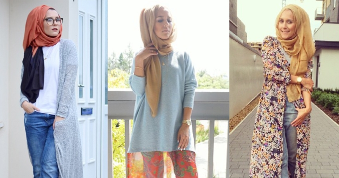 Gaya Edgy Hijaber Dina Tokio Dengan Padu Padan Long Outer Oleh